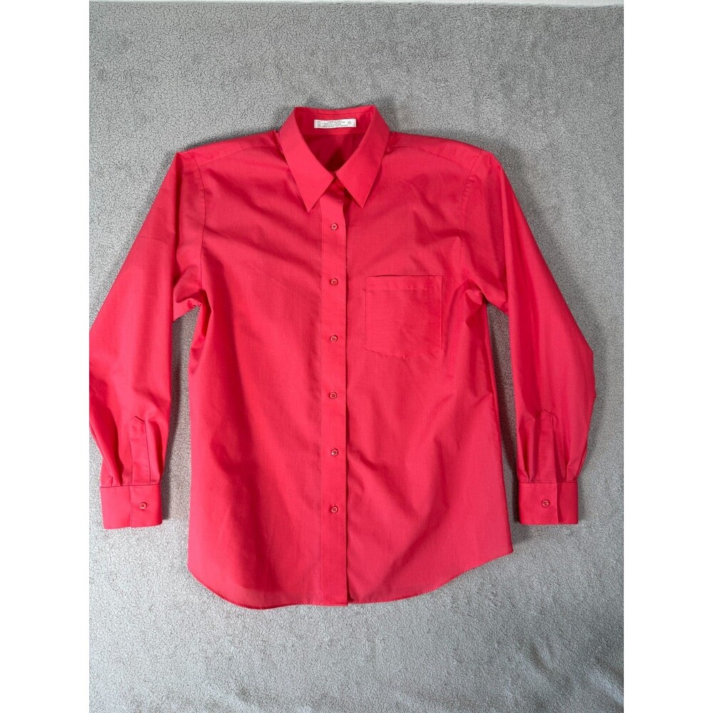 Foxcroft Womens Button Down Shirt Wrinkle Free Long Sleeve 10 Pink Cotton Blend